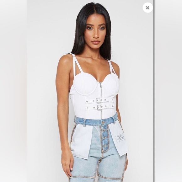 Maniere de Voir Ribbed Corset Bodysuit - Picture 2 of 6